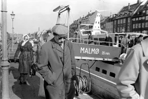 Passengers disembark from the Malmo (Sweden) hydrofoil at their final destination