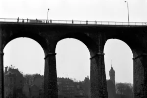 00060 Prints: The Passerelle Viaduct Luxembourg April 1975 75-2201-007 Luxembourg city is situated on a