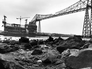 Industrial Prints: Past and present stands side by side on the Tees, Nestling beneath the giant span of