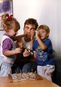Pat Cash Tennis Player with his two children Mia and Daniel Dbase A©Mirrorpix