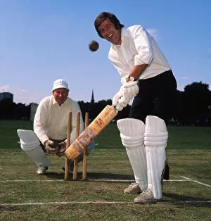 Pat Stanton & Tommy Younger playing cricket August 1975