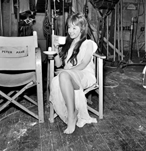 Horror Prints: Patricia Clapton on set of new film The Hellfire Club'at Pinewood Studio