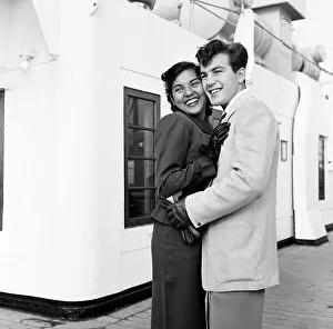 Couples Prints: Patricia Desouza, aged 19, and fiance Ted Williams 21 of Holmcliffe, Barnet