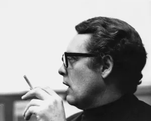 Cool Prints: Patrick McGoohan British actor wearing glasses smoking June 1968