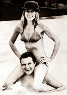 Patrick McNee with his daughter Jennifer McNee - November 1982 actor, swimming