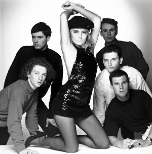 Kneeling Prints: Patsy Kensit Singer and band Eighth Wonder studio pose