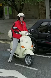 Images Dated 5th May 1998: Patsy Palmer Actress May 98 Eastenders actress riding vespa motobike