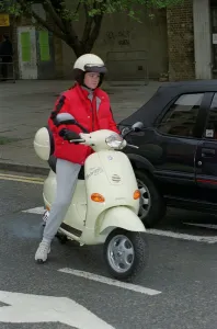 00138 Prints: Patsy Palmer Actress May 98 Eastenders actress riding vespa motobike