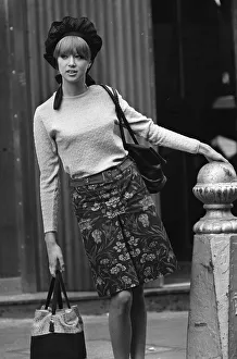 1960s Fashion Prints: Patti Boyd model wearing beret style headwear 1964