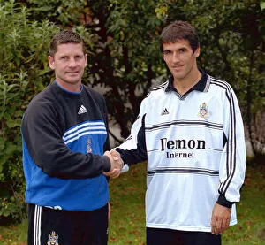 Shaking Hands Prints: Paul Bracewell Fulham Manager with new player Karl Heinz Riedle September 1999