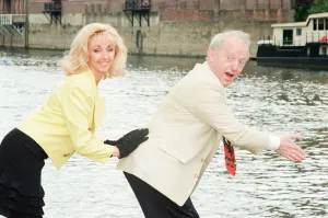 00920 Prints: Paul Daniels, magician, pictured with wife Debbie McGee, at the riverside, in York