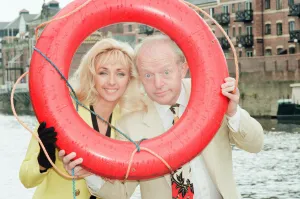 00920 Prints: Paul Daniels, magician, pictured with wife Debbie McGee, at the riverside, in York