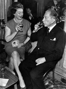 Millionaire Prints: Paul Getty with Mrs Marie Teissier. February 1965 P011169