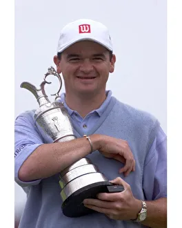 Golfer Prints: Paul Lawrie golfer holding the Claret Jug July 1999 after winning the British Open
