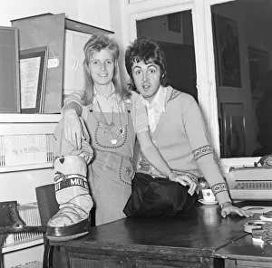 00949 Prints: Paul and Linda McCartney in 1973 Picture taken at their office in London