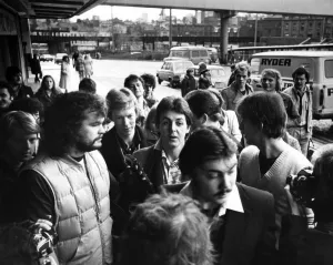 Paul McCartney arrives at the Royal Court theatre to prepare for the first Wings