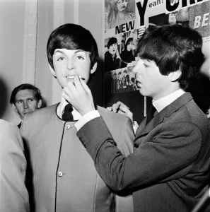 Mannequin Prints: Paul McCartney of The Beatles at Madame Tussards to examine his waxwork doubles