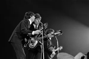 00267 Prints: Paul McCartney, George Harrison & John Lennon seen at the New Musical Express pop concert