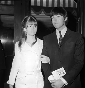 Paul McCartney with girlfriend Jane Asher arriving at Plaza cinema Haymarket for premiere
