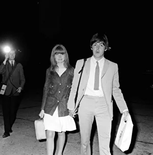 Paul McCartney and girlfriend Jane Asher return to London Airport after a holiday in