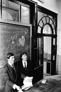Paul McCartney back at the Institute, his old school with Minister Michael Portillo