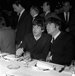 Paul McCartney and John Lennon at the Variety Club Awards luncheon, Dorchester Hotel