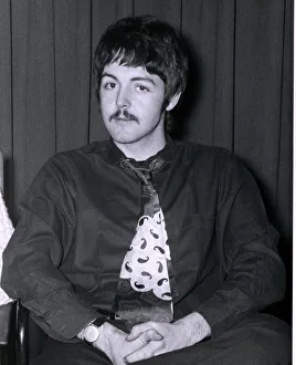 Paul McCartney singer with The Beatles pop group sporting a new moustache