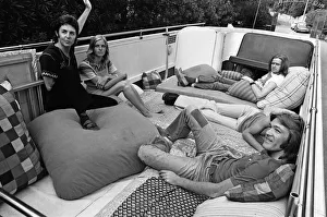Paul McCartney and his wife Linda in Paris, France, with other members of the group Wings