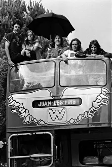 Paul McCartney and his wife Linda in Paris, France, with other members of the group Wings