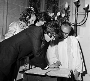 Paul McCartney is witness to his brother Mikes wedding to Angela Fishwick signing