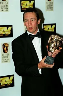 Paul Whitehouse Comedian May 98 Holding his Bafta award he received for The Fast