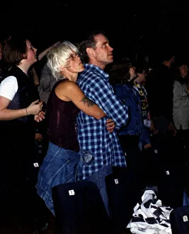 Paula Yates TV presenter Big Breakfast at a Take That concert with toy boy Mark Cook make