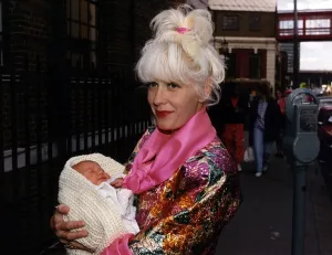 Paula Yates, wife of Bob Geldof, leaves hospital today with her new born baby daughter