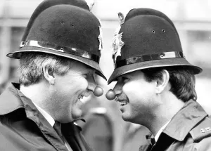 Red Nose Prints: PCs Mike Allen and Steve Oliver, the laughing policemen get in on the red nose act