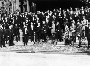 Peace Celebrations in Paris - Marshalls Fock Joffre and Pioncare at Hotel De Ville