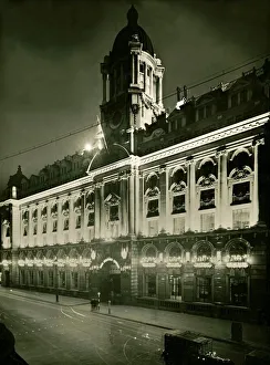 The Pearl Assurance headquarters building in High Holborn decorated illuminated