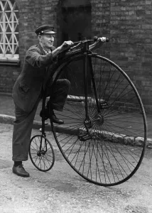 Suit Prints: Peddler Palmer with his penny farthing bicycle still in perfect running order after 55
