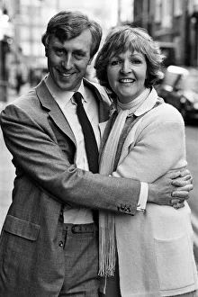 Penelope Keith and her husband Rodney Timpson outside the Apollo Theatre