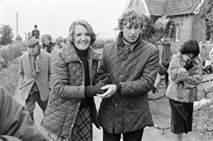 Penelope Keith and her husband Rodney Timpson on the set of To the Manor Born