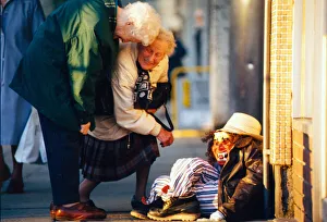 Bonfire Night Prints: Penny for the guy on a South Wales street Two elderly ladies having a laugh at Guy