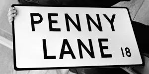 Penny Lane Street Sign of Liverpool made famous by The Beatles March 1967