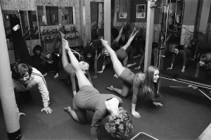 Penthouse girls football team training at David Prowse Gymnasium. December 1971