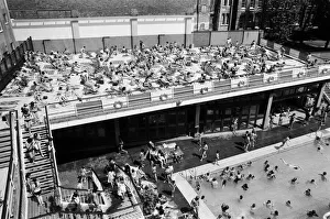 Lido Prints: People enjoying the hot weather at the Oasis outdoor swimming pool Lido, London