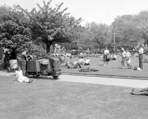 Sunshine Prints: People enjoying the sunshine at Greyfriars Green park close to Coventry City centre