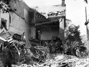 Five people were injured when a bomb demolished this residence in a village in South