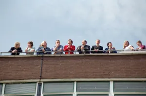 People in Liverpool city centre watching the solar eclipse. 11th August 1999