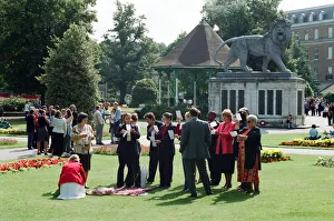 People waiting to see a total solar eclipse at Forbury Gardens, Reading. 11th August 1999