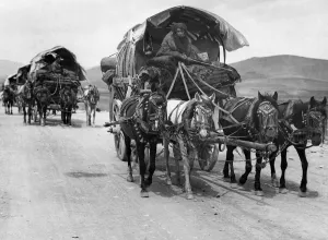 Arabs Prints: Persia May 1926 A supply caravan crossing the mountains on their way to Teheran