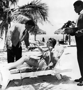 Fruit Prints: Personnel officer David Threlfall enjoying the good life in the Bahamas thanks to