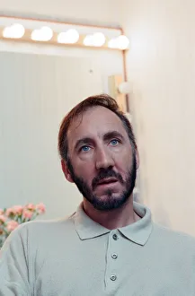 Pete Townshend of British rock group The Who backstage before at the Birmingham NEC Arena